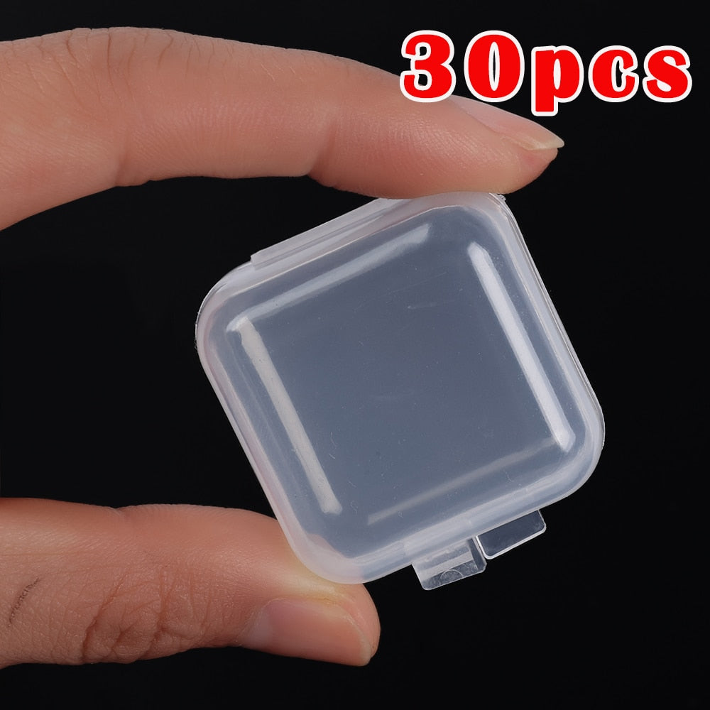 30PCS Small Boxes Square Transparent Plastic Box Jewelry Storage Case Finishing Container Packaging Storage Box for Earrings - StorageandmoreStorage