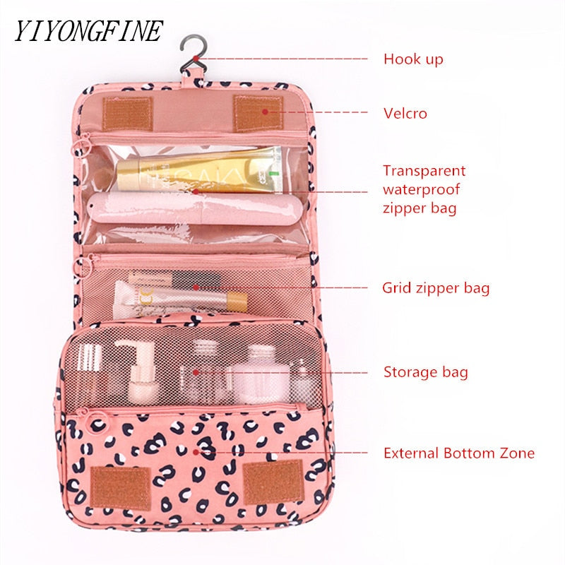 Travel Hook Cosmetic Bag Women Make Up Pouch Waterproof Toiletries Beauty Organizer Ladies Bathroom Neceser Makeup Storage Bag - StorageandmoreStorage