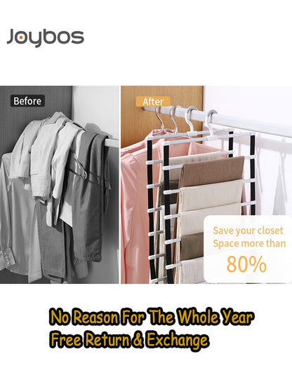 Joybos Pants Hangers Racks Closet Organizer 6/8 Layers Clothing Racks Trouser Hangers Foldable Wardrobe Hanger Storage Organizer - StorageandmoreStorage