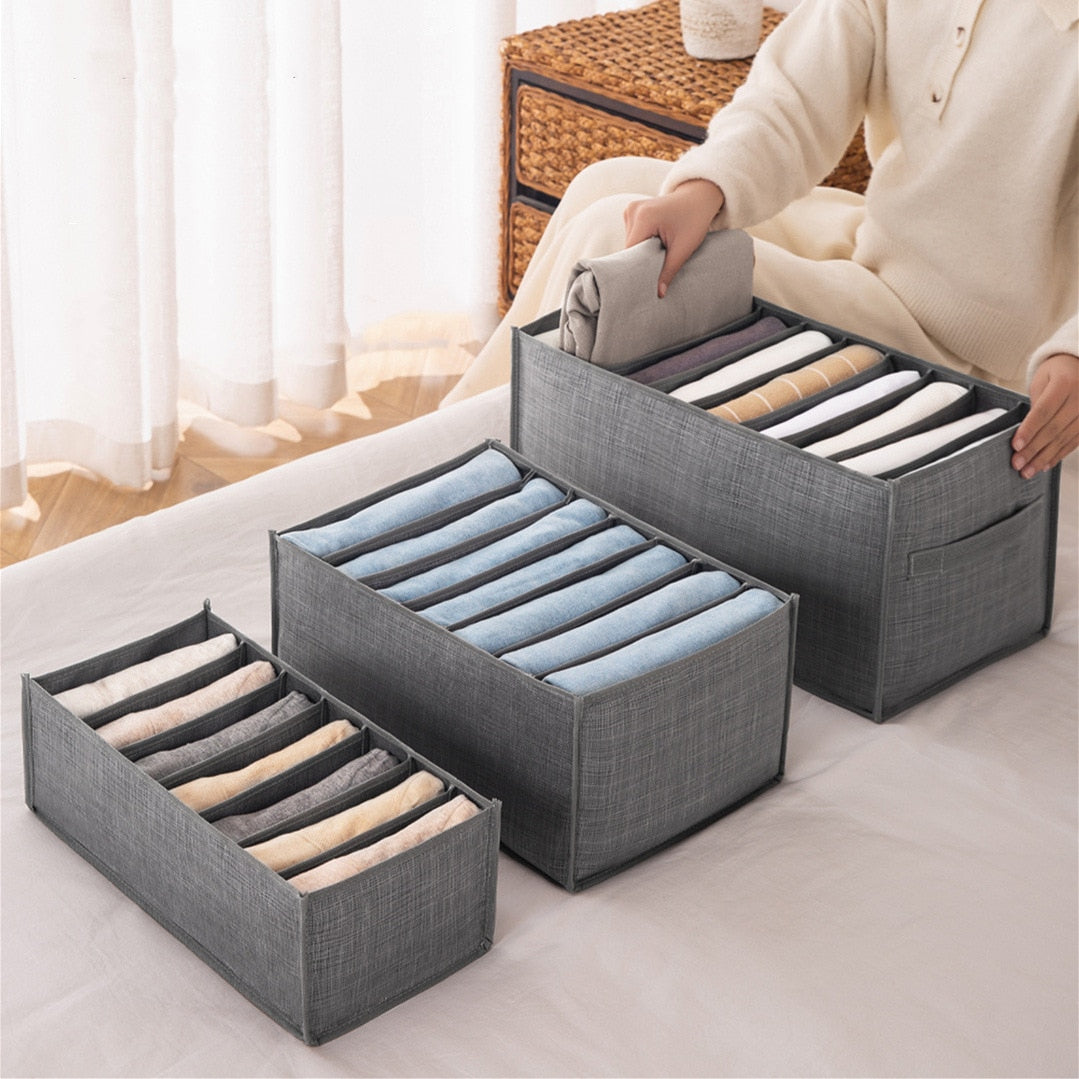 Jeans storage boxes Closet organizer drawer divider boxes Foldable Underwear bra organizers Wardrobe pants T-shirt storage box - StorageandmoreStorage