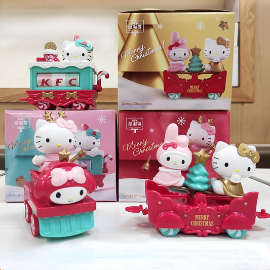 Kawaii Sanrio Hello Kitty Cartoon Christmas Melody Train Storage Model Toys Hobbies Action Figures Holiday Gifts for Children - StorageandmoreStorage