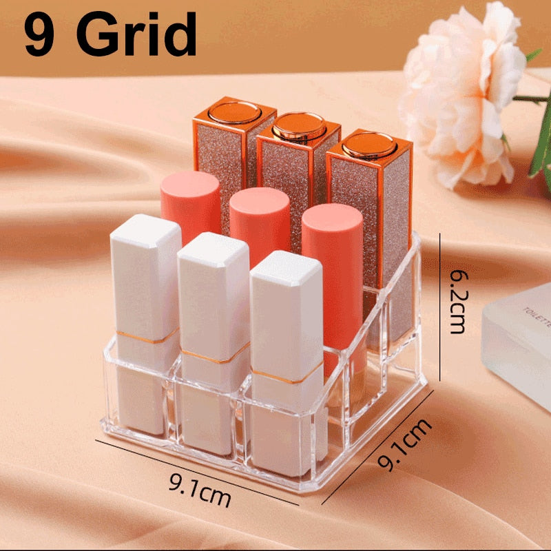 Clear 24 Grid Lipstick Stand Case Makeup Organizer Storage Box Lipstick Display Stand Holder Cosmetic Jewelry Organizer Box - StorageandmoreStorage