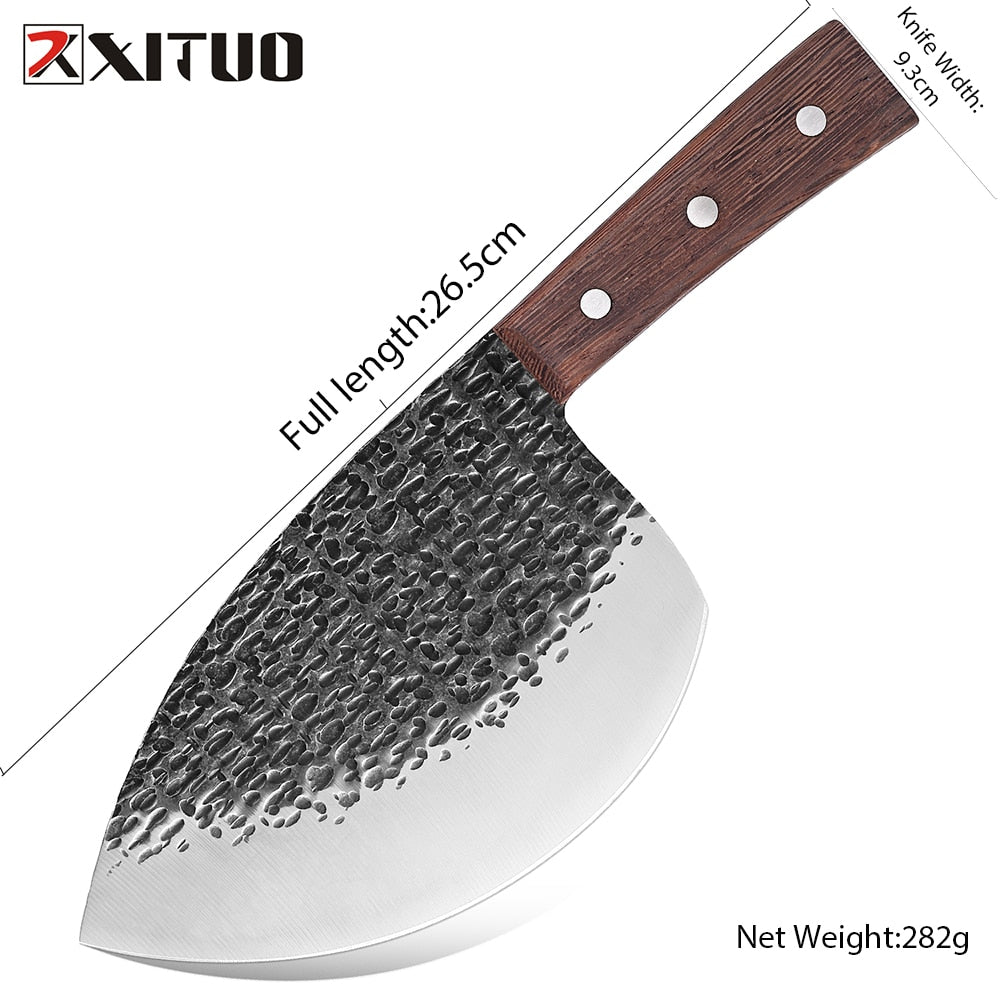 XITUO Superior Professional Handmade Forged Carbon Steel Chef Kitchen Slicing Chopping Kitchen Knife Traditional Cooking Tools - StorageandmoreStorage