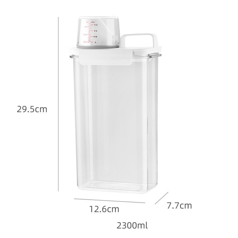 Airtight Laundry Detergent Powder Storage Box Transparent Laundry Detergent Container Kitchen Cereal Jar Food Storage Containers - StorageandmoreStorage