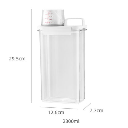 Airtight Laundry Detergent Powder Storage Box Transparent Laundry Detergent Container Kitchen Cereal Jar Food Storage Containers - StorageandmoreStorage