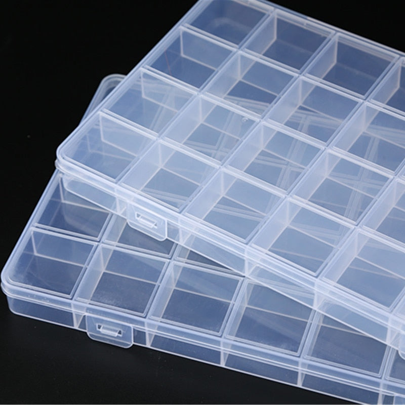 28 Grid Rectangle Plastic Jewelry Box Compartment Storage Box Case Jewelry Earring Bead Craft Display Container Organizer - StorageandmoreStorage