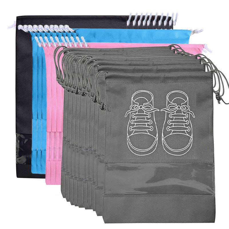 10/5pcs Shoes Storage Bags Closet Organizer Non-woven Travel Portable Bag Waterproof Pocket Clothing Classified Hanging Bag - StorageandmoreStorage