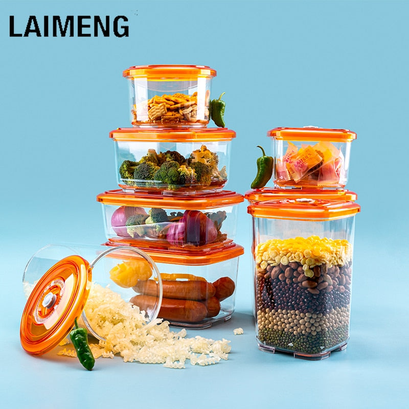 LAIMENG Vacuum Container Plastic Food Storage Container With Lid Damp Proof Large Capacity Kitchen Box for Vacuum Sealer S250 - StorageandmoreStorage