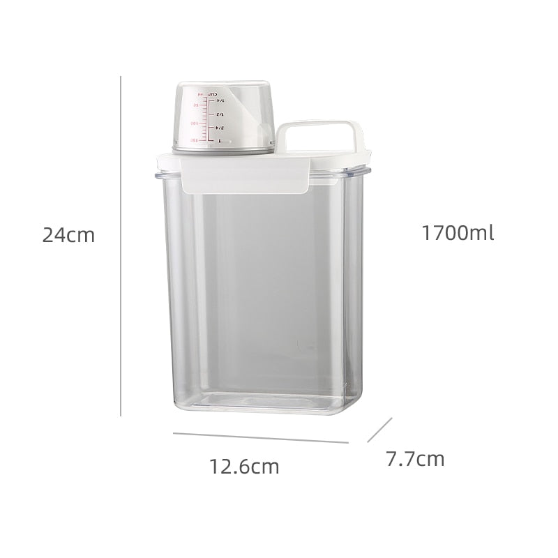 Airtight Laundry Detergent Powder Storage Box washing Powder Container With Measuring Cup Multipurpose Cereal dispenser - StorageandmoreStorage