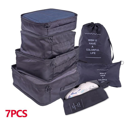 8/6/1 pieces Set Travel Organizer Storage Bags Suitcase Packing Set Storage Cases Portable Luggage Organizer Clothe Shoe Pouch - StorageandmoreStorage