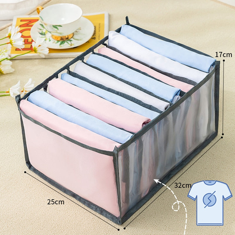 Jeans Compartment Storage Box Closet Clothes Drawer Mesh Separation Box Stacking Pants Drawer Divider Can Washed Home Organizer - StorageandmoreStorage