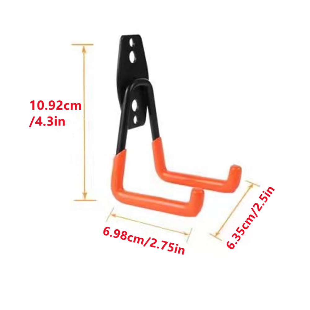 1pc High Quality Orange Garage Hook Storage Utility Double Hooks Warehouse Balcony Metal Garden Wall Organizer Hanger Black - StorageandmoreStorage