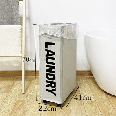 Home Slim Laundry Basket Storage Organizer with Handle Rolling Collapsible Dirty Clothes Hamper Cestas De Almacenamiento - StorageandmoreStorage