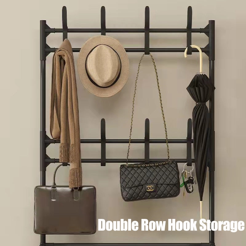 Entryway Coat Rack, Shoe Rack,Shelving Organizer, Storage Shelves With 8 Hooks Multifunctional Hallway Organizer Hanging Storage - StorageandmoreStorage