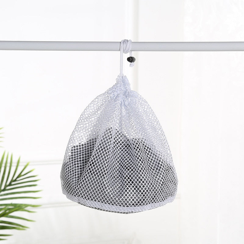 Nylon Mesh Washing Bags Underwear Bra Laundry Bag Basket Household Clean Organizer Drawstring Beam Port Household Cleaning - StorageandmoreStorage