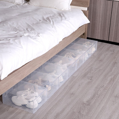 6pcs/Set Fold Plastic Shoes Case Thickened Transparent Drawer Case Plastic Shoe Boxes Stackable Box Shoe Organizer Shoebox - StorageandmoreStorage