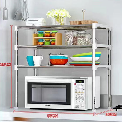 Multilayer Microwave Oven Shelf Stainless Steel Detachable Rack Kitchen Organize Tableware Shelves Home Storage Rack Holder - StorageandmoreStorage