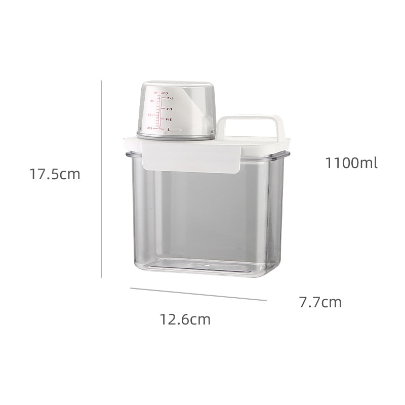 Airtight Laundry Detergent Powder Storage Box washing Powder Container With Measuring Cup Multipurpose Cereal dispenser - StorageandmoreStorage