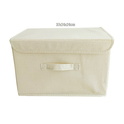 2021 New Washable Cotton Linen Fabric Folding CD Storage Box Foldable Bins Toys Organizer With Lid Storage Basket Laundry Basket - StorageandmoreStorage