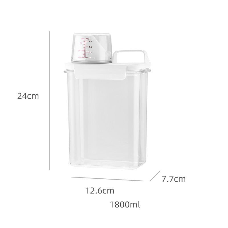 Airtight Laundry Detergent Powder Storage Box Transparent Laundry Detergent Container Kitchen Cereal Jar Food Storage Containers - StorageandmoreStorage