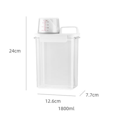 Airtight Laundry Detergent Powder Storage Box Transparent Laundry Detergent Container Kitchen Cereal Jar Food Storage Containers - StorageandmoreStorage