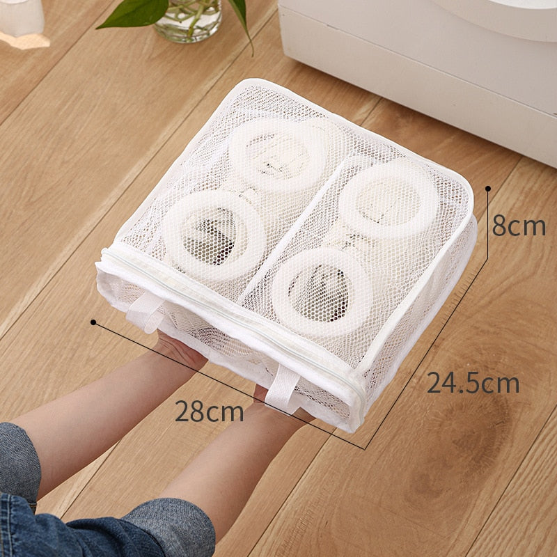 Mesh Washing Machine Shoes Bag Anti-deformation Zipper Laundry Bag Travel Shoes Clothes Storage Bags Shoes Airing Dry Tool - StorageandmoreStorage