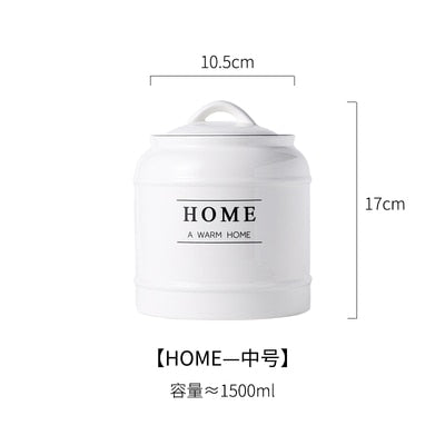 Ceramic Lid Sealed Cans Candy Cans Household Snack Storage Bottle Coffee Beans Tea Cans Kitchen Multigrain Storage Container - StorageandmoreStorage