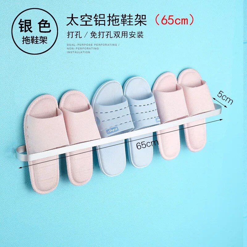 Aluminum Slipper Rack Wall Mount Bathroom Bedroom Shoe Hanging Holder Organizer Toilet Wall Door Towel Storage Shelf - StorageandmoreStorage