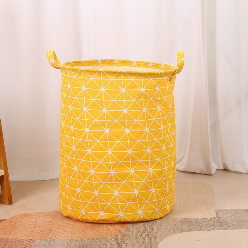 Cotton Linen Dirty Laundry Basket Foldable Round Waterproof Organizer Bucket Clothing Children Toy Large Capacity Storage Home - StorageandmoreStorage