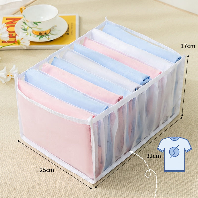 Jeans Compartment Storage Box Closet Clothes Drawer Mesh Separation Box Stacking Pants Drawer Divider Can Washed Home Organizer - StorageandmoreStorage