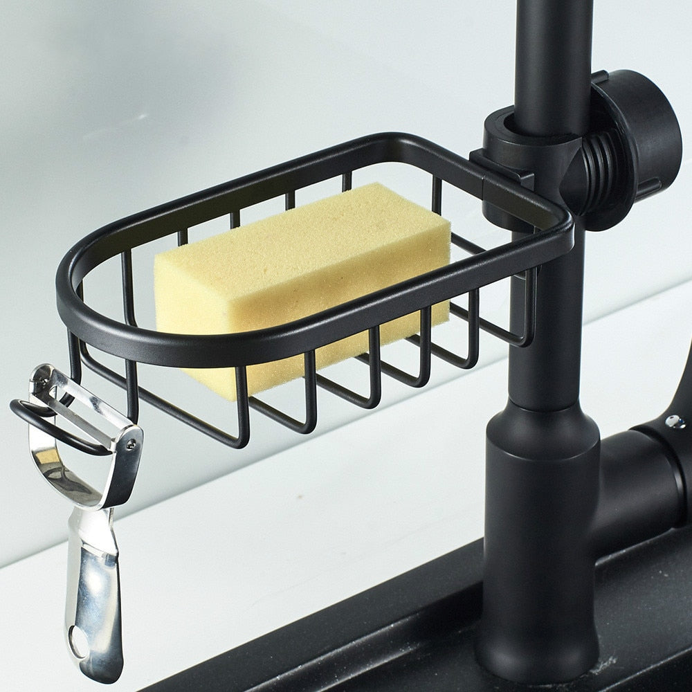 Household kitchen sink hanging faucet bathroom hollow shelf storage rack organizer Water Basket Pool Rag Sponge Storage Rack - StorageandmoreStorage