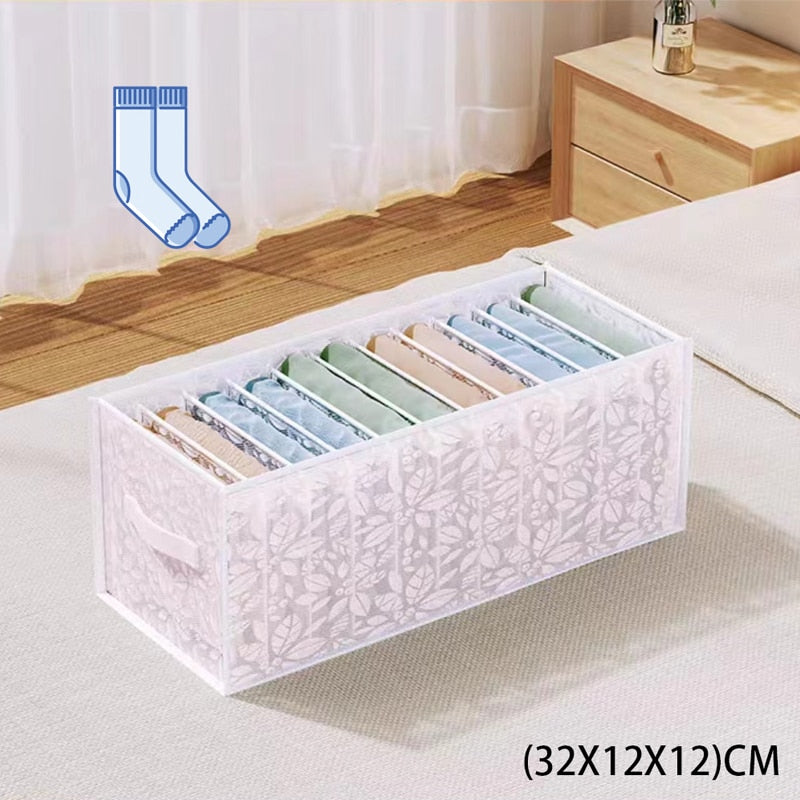 Jeans Compartment Storage Box Closet Clothes Drawer Mesh Separation Box Underwear Pants Drawer Divider Can Washed Home Organizer - StorageandmoreStorage