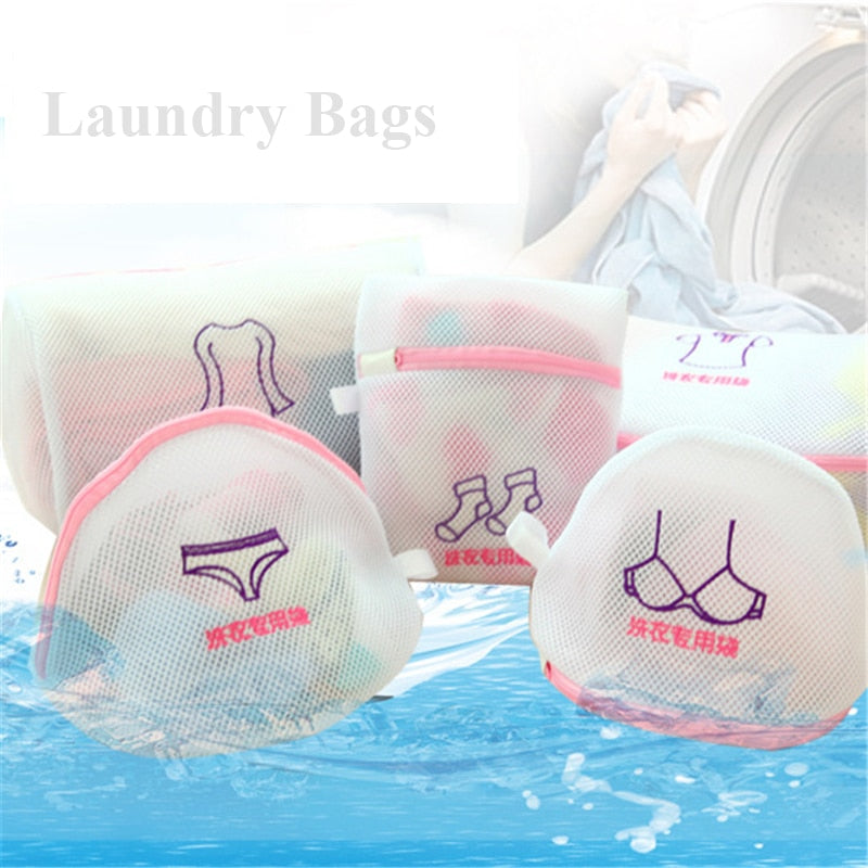 Fine Mesh Embroidered Bra Lingerie Underwear Dirty Clothes Laundry Bags Washing Machine Washable Mesh Laundry Basket Bag Clean - StorageandmoreStorage