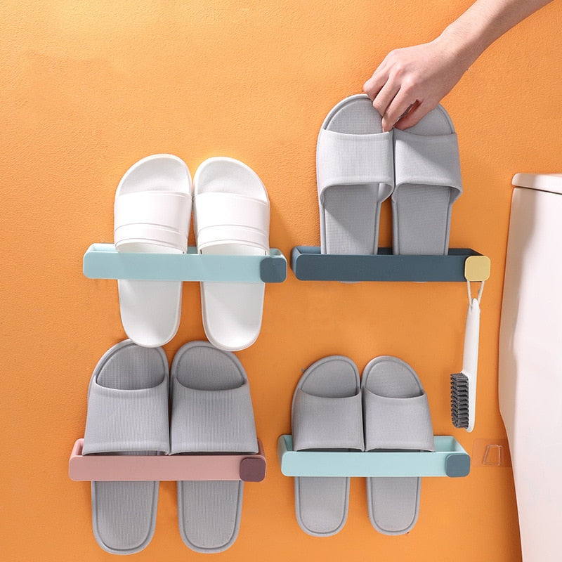 Wall Mounted Shoe Rack Shelf High Heels Sports Shoe Organizers Slippers Bathroom Storage Racks Home Space saving Shoes Hanger - StorageandmoreStorage