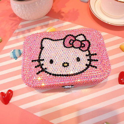 Hello Kitty Kawaii Creative Cartoon Anime Sanrios Jewelry Box Stick Diamond Cute Jewelry Necklace Storage Box Girl Holiday Gift - StorageandmoreStorage