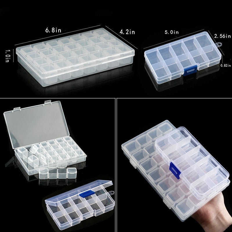 Transparent Plastic Storage Jewelry Box Compartment Adjustable Container For Beads Earring Box For Jewelry Rectangle Box Case - StorageandmoreStorage