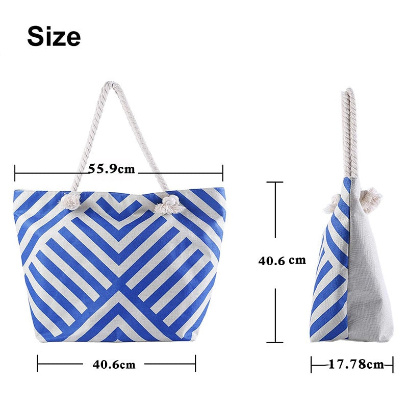 Summer Bag Bohemian Multifunctional Waterproof Beach Bag Swimsuit Storage Wash Bag Portable Women's Tote Bag With Zipper - StorageandmoreStorage