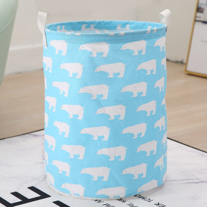 Cotton Linen Dirty Laundry Basket Foldable Round Waterproof Organizer Bucket Clothing Children Toy Large Capacity Storage Home - StorageandmoreStorage