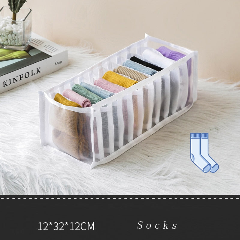 Jeans Compartment Storage Box Closet Clothes Drawer Mesh Separation Box Underwear Pants Drawer Divider Can Washed Home Organizer - StorageandmoreStorage