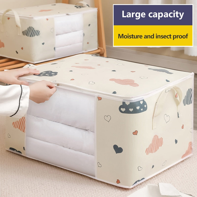 Quilt Clothes Storage Bag Big Capacity Duvet Blanket Sorting Bags Dustproof Closet Under-Bed Storage Moisture Proof Organizer - StorageandmoreStorage