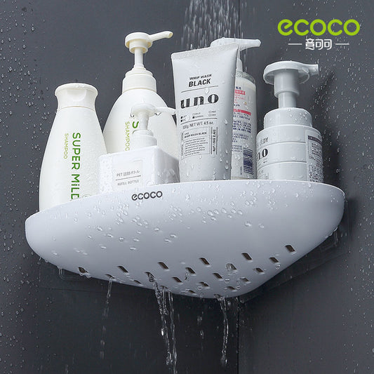 ECOCO Bathroom Storage Shelf Shower Snap Up Corner Shelf Shampoo Holder Basket Shelf Wall Shelves for Shelving Kitchen - StorageandmoreStorage