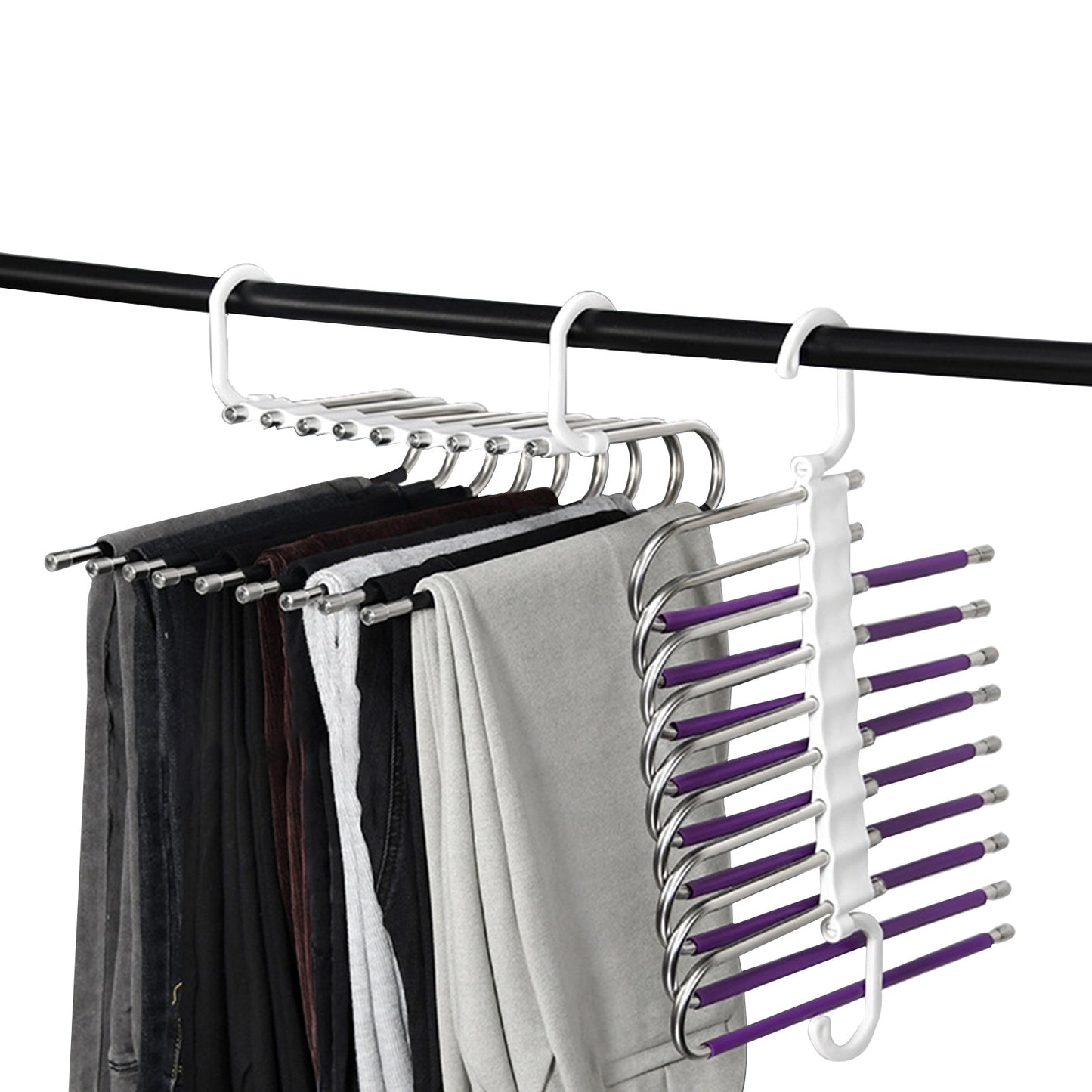 Multifunctional Pants Hanger Clothes Organizer Adjustable Pant Storage Rack Closet Organizer Trouser Hanger - StorageandmoreStorage