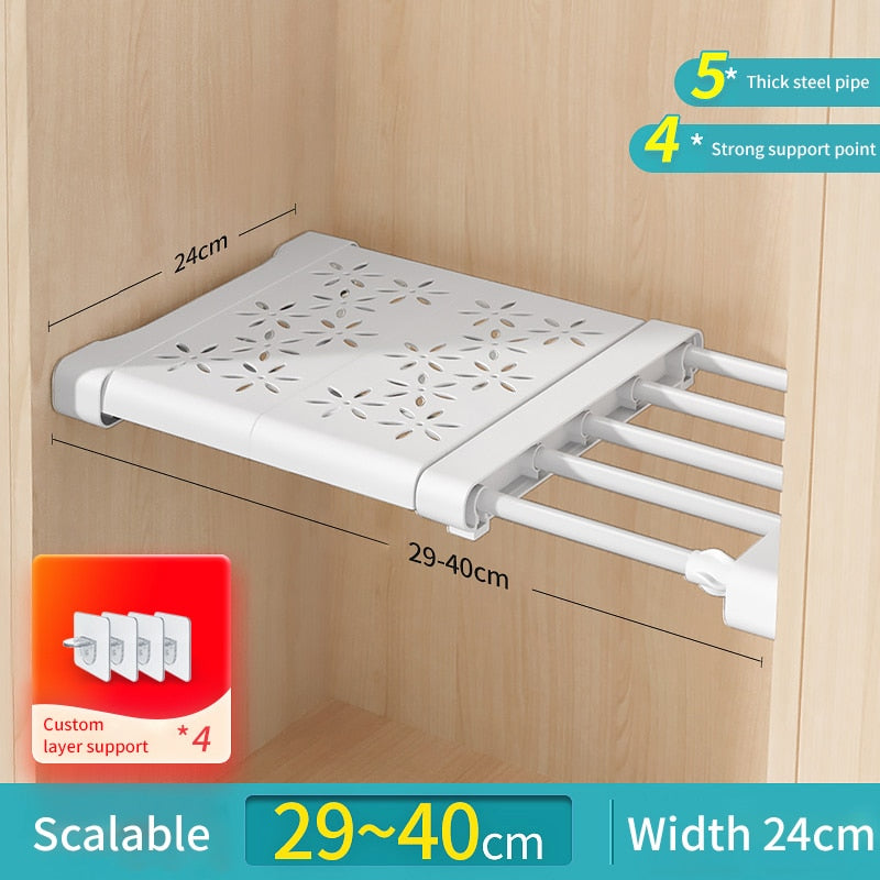 Joybos Shelves Closet Wardrobe Organizers Storage Shelves Racks Telescopic Shelves Wall Mounted Racks for Kitchen Accessories - StorageandmoreStorage