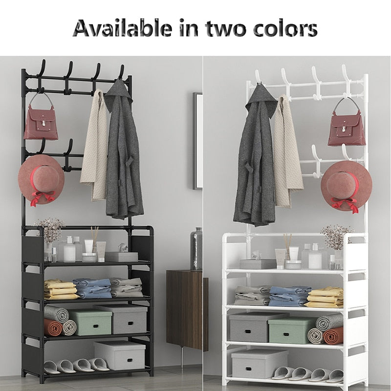 Entryway Coat Rack, Shoe Rack,Shelving Organizer, Storage Shelves With 8 Hooks Multifunctional Hallway Organizer Hanging Storage - StorageandmoreStorage