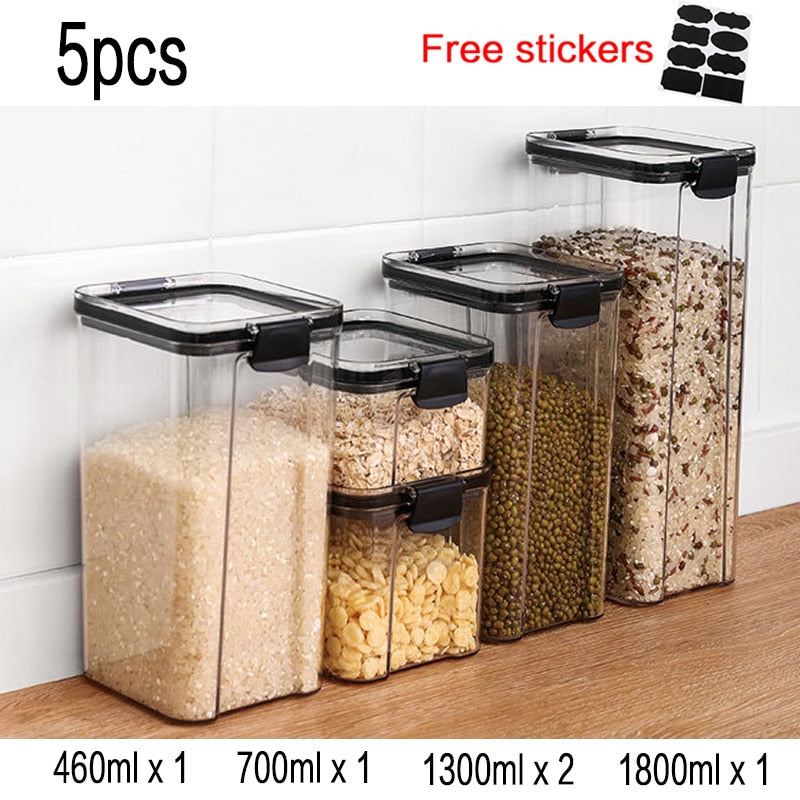 Food Storage Kitchen Container Plastic Box Jars for Bulk Cereals Kitchen Organizers for Pantry Organizer Jars With Lid Home - StorageandmoreStorage