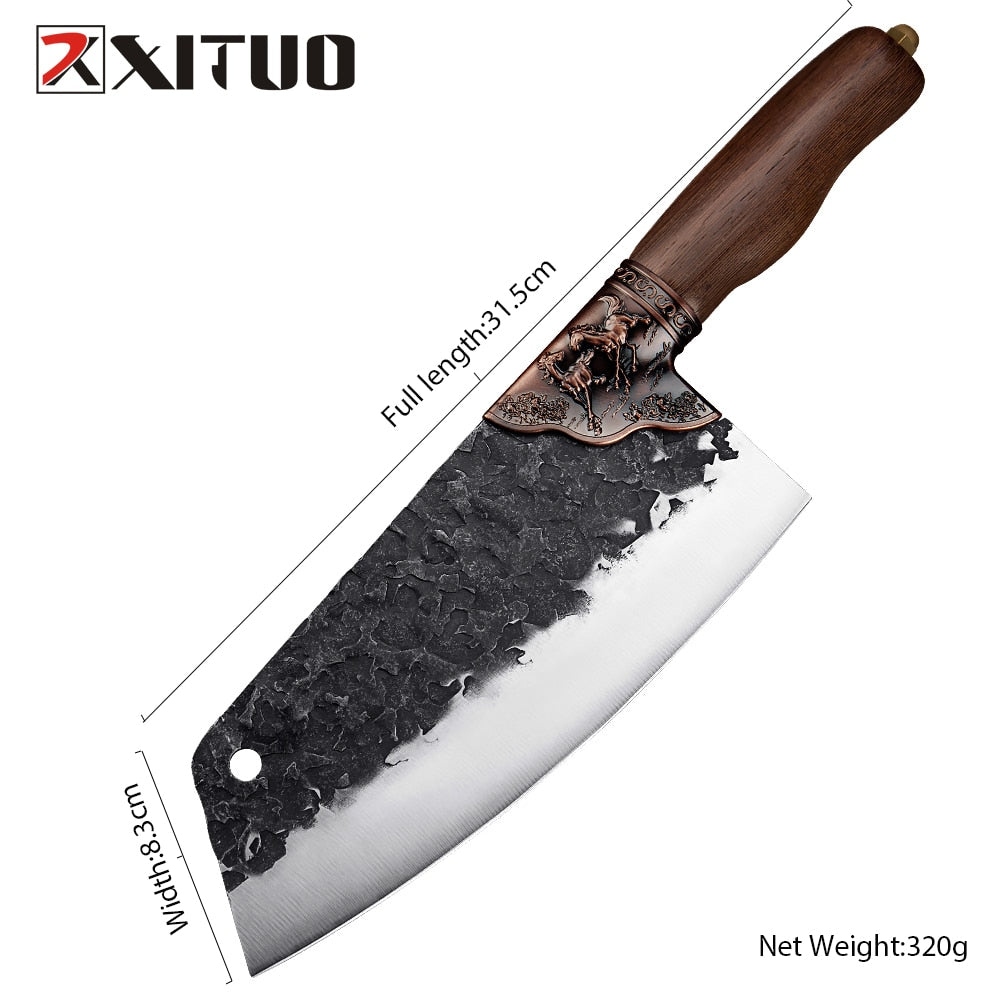 XITUO Superior Professional Handmade Forged Carbon Steel Chef Kitchen Slicing Chopping Kitchen Knife Traditional Cooking Tools - StorageandmoreStorage