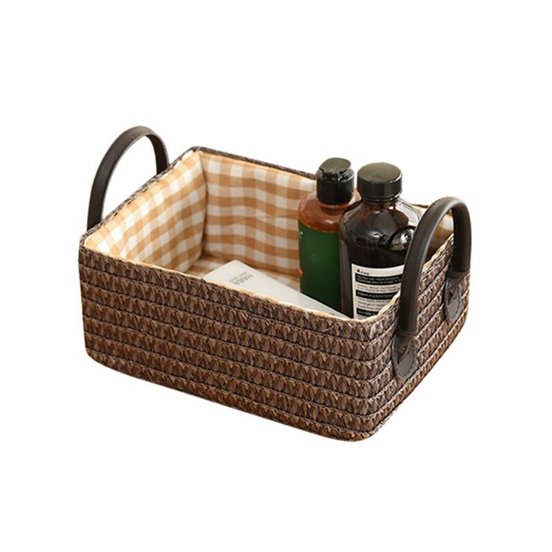 Woven Storage Basket Sundries Organizer Keys Clothes Toys Laundry Baskets Hamper Desktop Organizer Picnic Food Container Case - StorageandmoreStorage