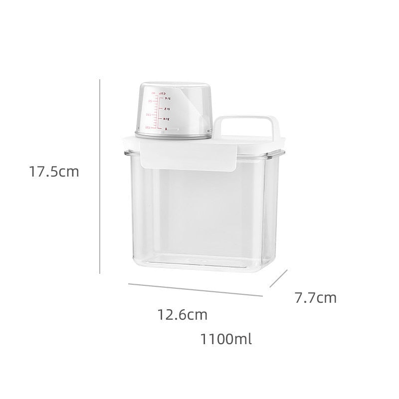 Airtight Laundry Detergent Powder Storage Box Transparent Laundry Detergent Container Kitchen Cereal Jar Food Storage Containers - StorageandmoreStorage