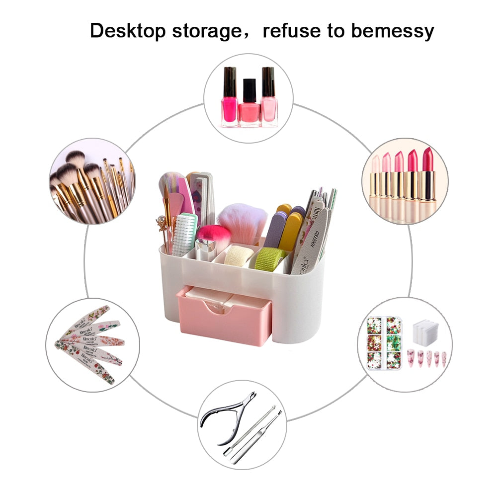 Nail Art Plastic Organizer Container Gel Polish Remover Cleaning Cotton Pad Swab Box Storage Case Accessories Tool Clean Desktop - StorageandmoreStorage