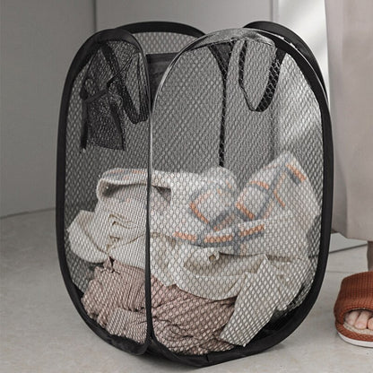 Hanging Net Bag With Sticker Wall-Mounted Laundry Basket Dirty Clothes Storage Basket Bathroom Organzier Mesh Bag Laundry Hamper - StorageandmoreStorage